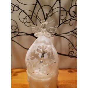 Light Up Beautifully Decorated LED Art Glass 5" Angel Ornament Praying. NWT.